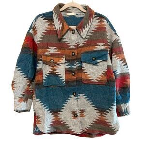 Altar’d State Shirt Jacket Women Small Southwestern Aztec Boho Oversized Shacket